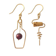 Wine Earrings. Gold Red Wine Jewelry. Wine Gift. Cork Earrings. Wine Lovers Earrings. Red Grape Wine Bottle. Cocktail Earrings